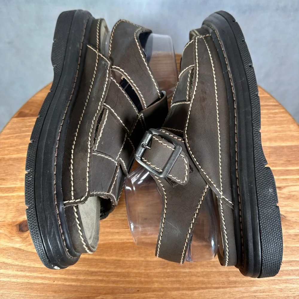 Faded Glory Peninsula 2 Sandals Mens 9.5 Brown Good Chunky Woven Fisherman Lug